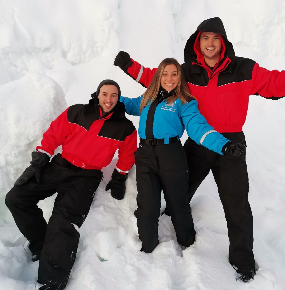 3 of HEL's angels in the snow for a product experience