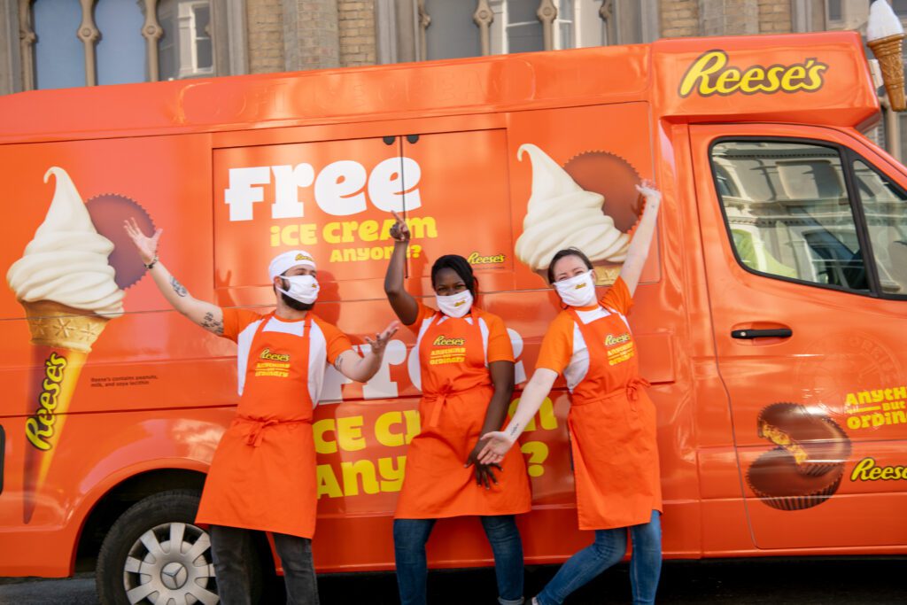 Team with Reeses Ice Cream van